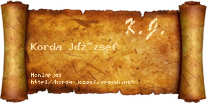 Korda József névjegykártya